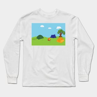 Camping Ilustration Long Sleeve T-Shirt